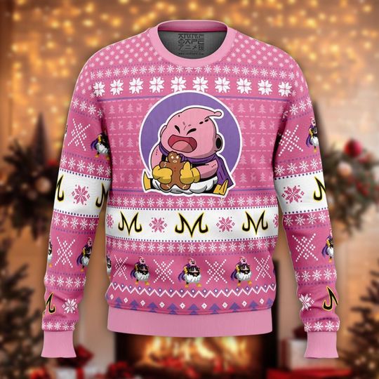 Discover Pink Candy Monster Ugly Christmas Sweater, Anime Villain Xmas Jumper, Magical Mark Holiday Sweatshirt, Cute Demon Crewneck Gift