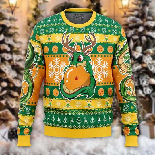 Discover Wish Granting Dragon Ugly Christmas Sweater, Anime Xmas Jumper, Magical Ball Holiday Sweatshirt, Saiyan Crewneck Gift for Fan