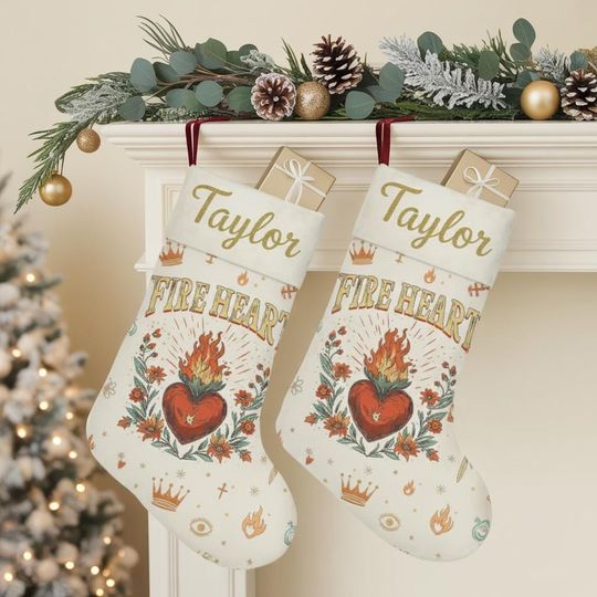 Personalized Throne of Glass Christmas Stocking, Fire-heart Stocking, To Whatever End Stocking, Acotar Christmas Merch, Bookish Gift