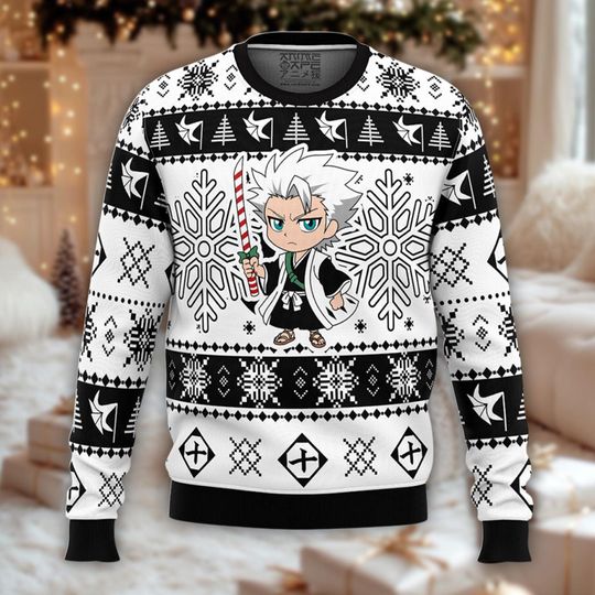 Discover Ice Wielder Ugly Christmas Sweater, Anime Captain Xmas Jumper, Soul Reaper Holiday Sweatshirt, Shonen Crewneck Gift for Manga Fan