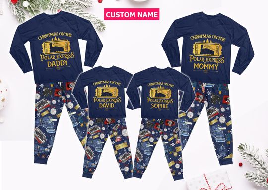 Discover Personalized Po-lar Express Family Pajamas Set, Custom Ticket Name Believe Pajamas, Po-lar Express Pajamas, Xmas Pajamas Gift For Family