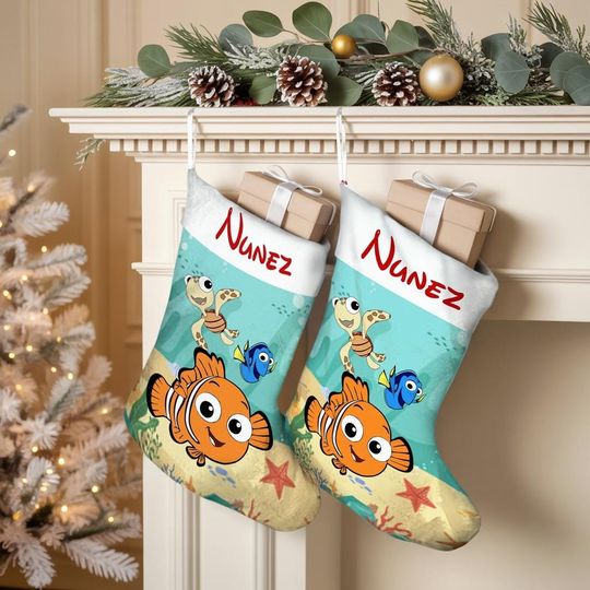 Discover Personalized Finding Nemo Stocking, Disney Christmas Stocking Decor, Dory Nemo Lover Christmas Gift, Disneyland Christmas Stock