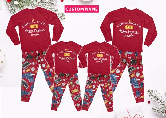 Discover Personalized Po-lar Express Family Pajamas Set, Custom Ticket Name Believe Pajamas, Po-lar Express Pajamas,Christmas Pajamas Gift For Family