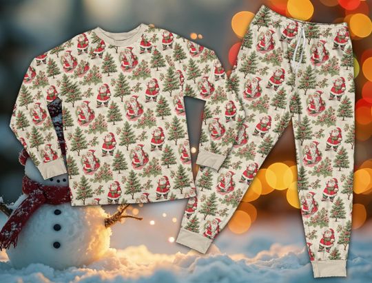 Discover Vintage Christmas Santa Pajama Sets, Christmas Tree Family Matching Pajamas, Christmas Party Pajamas For Family, Xmas Holiday Pajamas Gift