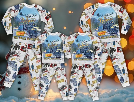 Discover Personalized Po-lar Express Family Pajamas Set, Custom Name Believe Pajamas,Po-lar Express Pajamas,Holiday Christmas Pajamas Gift For Family