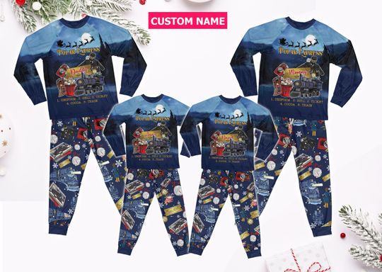 Discover Personalized Po-lar Express Family Pajamas Set, Custom Name Believe Pajamas,Po-lar Express Pajamas,Holiday Christmas Pajamas Gift For Family