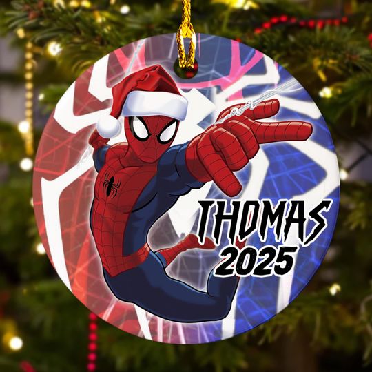 Personalized Spider Christmas Ornament, Spider-Man Christmas Tree Decor, Superhero Xmas Keepsake Gift For Kid, Marvel Christmas Ornament