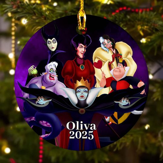 Discover Personalized Disney Villains Ornament, Evil Queens Villain Characters Xmas Ornament, Customized Disney Christmas Tree Decor Gift For Kid
