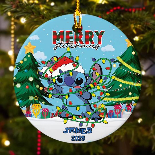 Discover Custom Stitch Ornament, Stitch Christmas Ornament, Lilo and Stitch Xmas Ornament, Customized Disney 2025 Christmas Tree Decor Gift