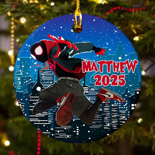 Discover Personalized Miles Morales Ornament, Spider-Man Xmas Ornament, Customized Marvel 2025 Christmas Tree Decor Gift, Spider Ornament Hanging