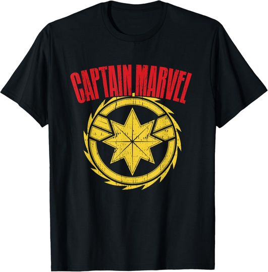 Discover Marvel Captain Marvel 90s Star Symbol Vintage T-Shirt T-Shirt