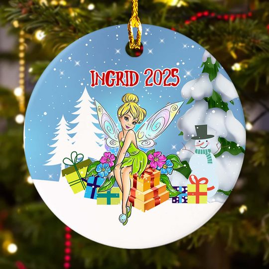 Discover Personalized Tinkerbell Princess Christmas Ornament, Tinkerbell Fairy Disney Christmas Tree Decor, Tinker Bell Princess Gift