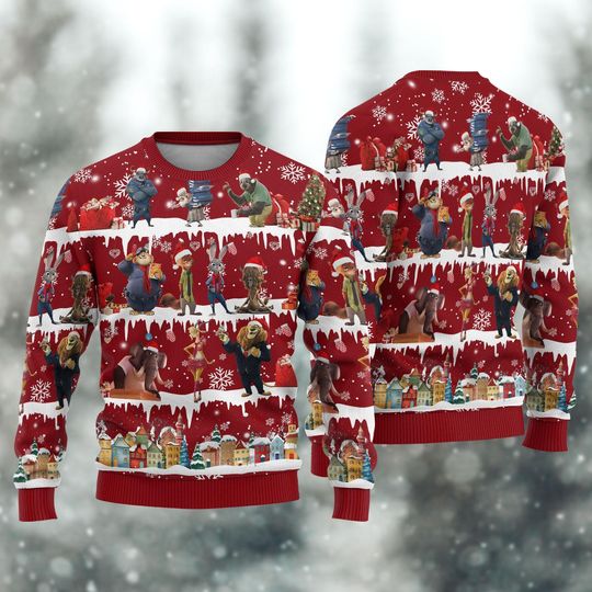 Discover Zootopia Christmas Sweater, Funny Disney Holiday Sweater for Men Women Kid, Nick Judy Chief Bogo Sweater, Winter Party Shirt, Xmas Gift