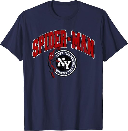 Discover Marvel Spider-Man Wall Crawler NY Varsity Vintage T-Shirt