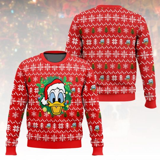 Discover Donald Duck Ugly Christmas Sweater, Disney Xmas Sweater, Character Ugly Sweater, Cartoon Sweater, Christmas Gift