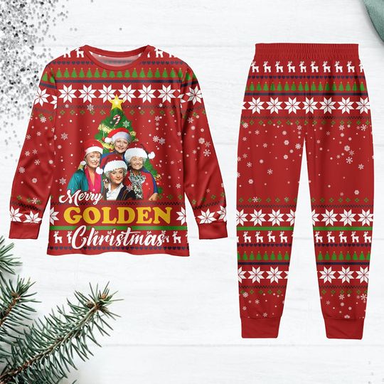 Discover Stay Golden Christmas Pajama Set for Adults, Holiday Family Pajamas