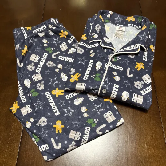 Dallas Cowboys Football Team Christmas Pajama Set 2-Piece Large