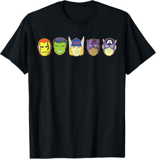 Discover Marvel Avengers Halloween Retro Vintage Masks Lineup T-Shirt