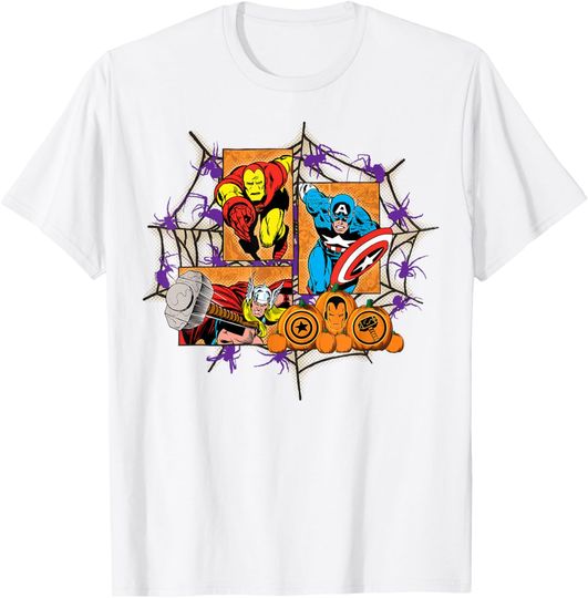 Discover Marvel Avengers Pumpkins Comic Panels Halloween T-Shirt