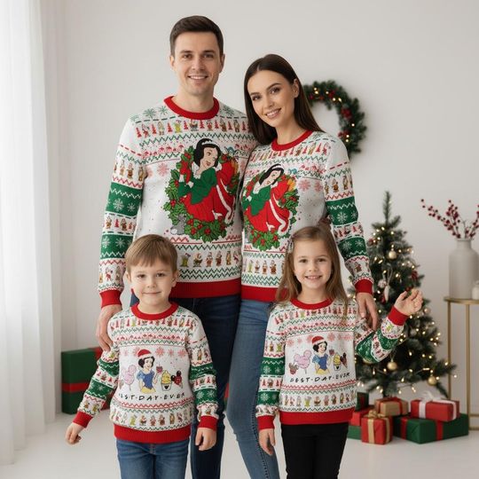 Discover Disney Christmas Ugly Sweater, Snow White Holiday Sweater, Cartoon Christmas Sweater For Men And Women, Xmas Holiday Gift