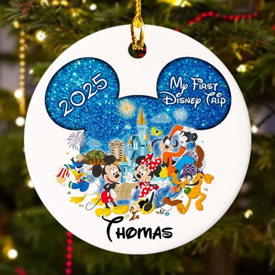 Discover Personalized Disney First Trip Ornament, Mickey Mouse and Friends Castle Decor, Magic Kingdom Ornament, Christmas Tree Decor Gift