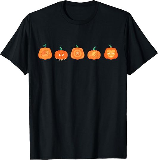 Discover Marvel Halloween Avengers Pumpkin Characters Lineup T-Shirt