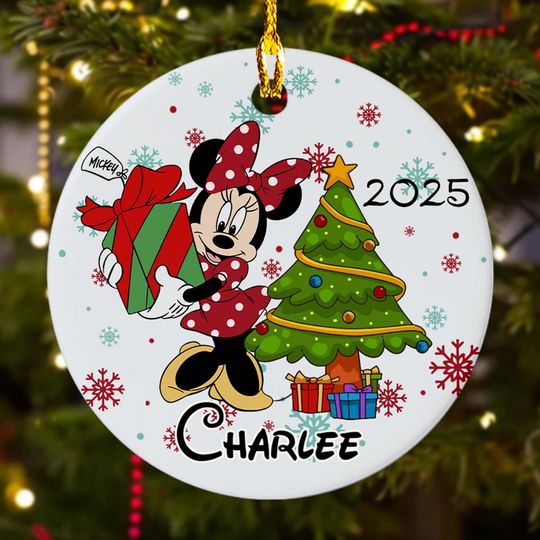 Discover Personalized Minnie Mouse Christmas Ornament, Disney Minnie Mouse Customized Christmas Tree Decor, Disney Trip Xmas Gift For Kid