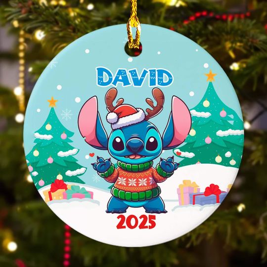 Discover Personalized Stitch Christmas Ornament, Disney Stitch Xmas Ornament Hanging, Custom Stitch Xmas Trip Decor, Disney Christmas Ornament