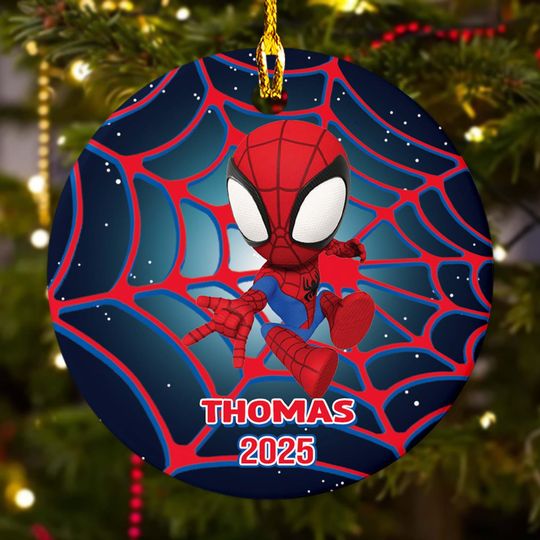 Personalized Spidey And His Amazing Friends Ornament, Superhero Xmas Ornament Hanging, Customized Spider Christmas Tree Decor Gift