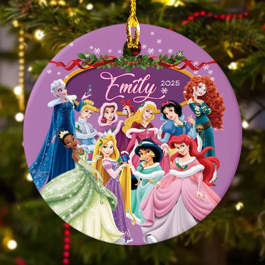 Discover Personalized Disney Princess Christmas Ornament, Princess Party Customized Christmas Tree Decor, Princess Lover Xmas Gift For Kid