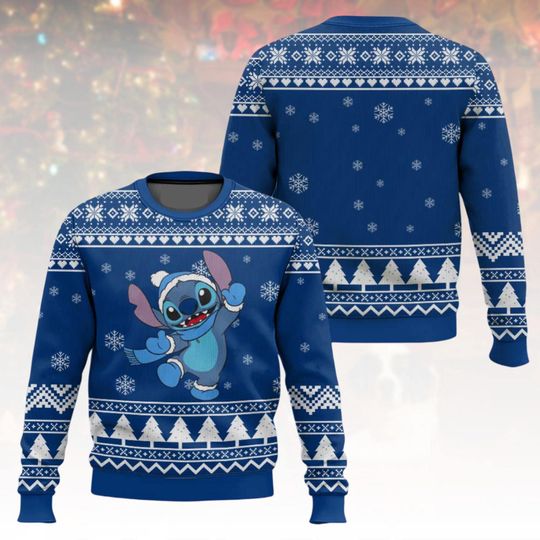 Discover Stitch Ugly Christmas Sweater, Funny Disney Xmas Sweater, Cartoon Ugly Sweater, Holiday Sweater, Christmas Gift