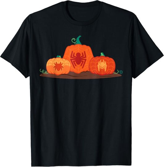 Discover Marvel Halloween Spider-Man Trio Pumpkin Characters T-Shirt
