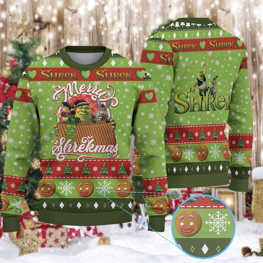 Green Monster Merry Christmas Knitted Sweater, US Movie Funny Sweater, Christmas Party Ugly Sweatshirt, Comedy Xmas Sweatshirt