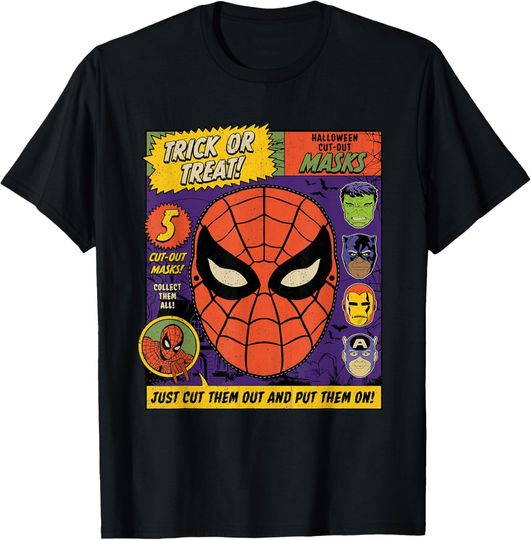 Discover Marvel Halloween Spider-Man Retro Vintage Super Hero Masks T-Shirt