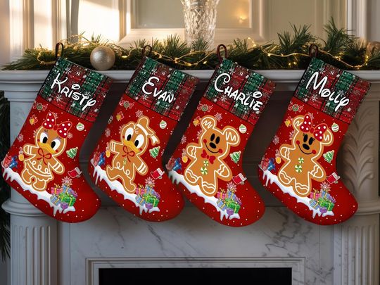 Discover Personalized Mickey and Friends Ginger Cookies Christmas Stocking, Stocking With Name, Christmas Decoration, Disney Christmas Christmas