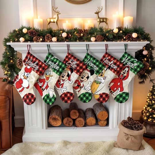 Discover Personalized Mickey and Friends Christmas Stockings, Stocking With Name, Disney Christmas Stocking 2025, Disney Family Stocking