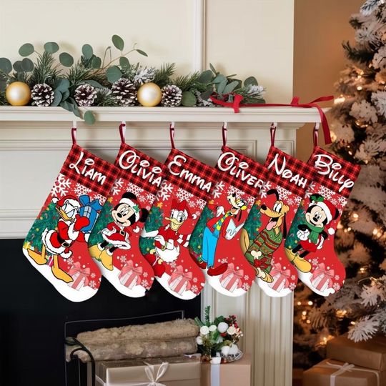 Discover Personalized Mickey and Friends Christmas Stocking, Stocking With Name, Christmas Decoration, Mickey Christmas Stocking