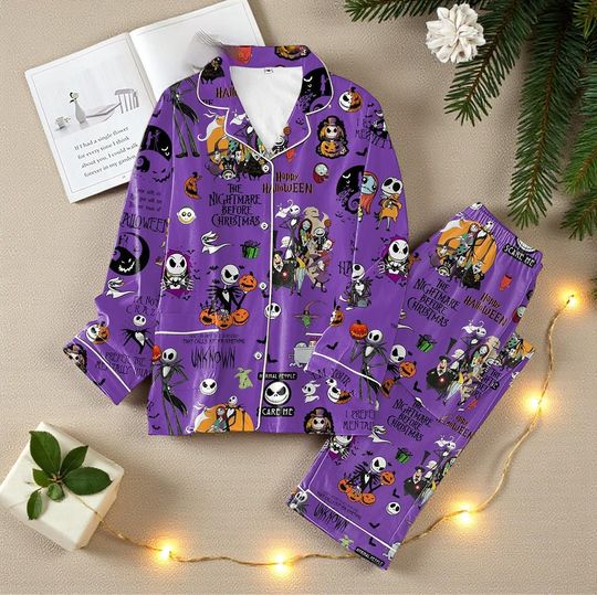 Discover Jack Skellington Happy Halloween Pajamas Set | The Nightmare Before Christmas Sleepwear | Spooky Xmas Gift