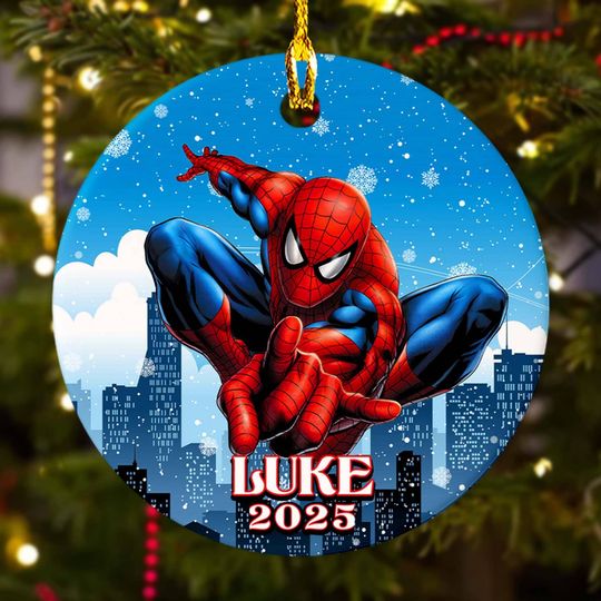 Discover Personalized Spider Christmas Ornament, Super Spider Christmas Tree Decor, Superhero Xmas Gift For Kid, Disney Holiday Ornament