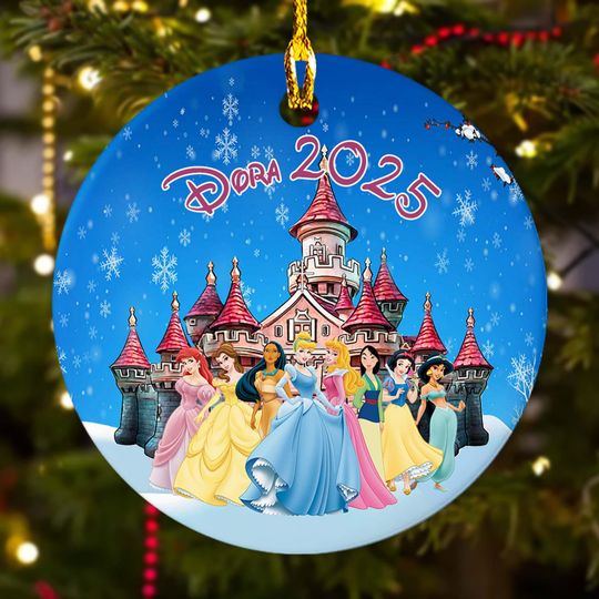 Discover Personalized Disney Princess Christmas Ornament, Princess Christmas Tree Decor, Disney Castle Princess Xmas Gift For Kid