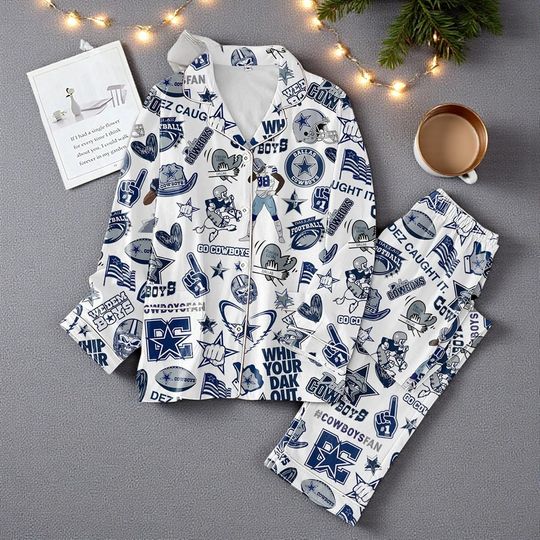 Dallas Cowboys We Dem Boys Pajamas Set | Holiday Sleepwear for football Fans | Christmas Cowboys PJs