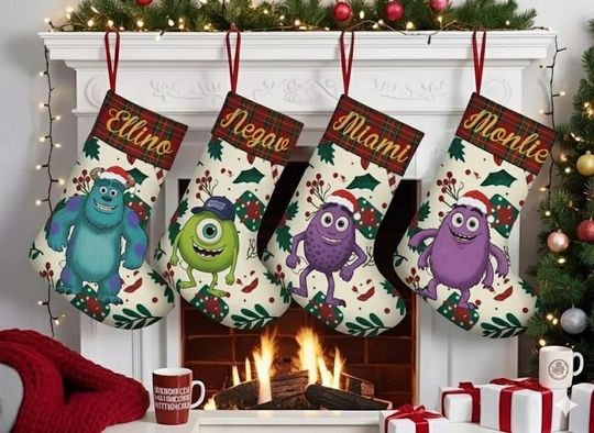 Discover Personalized Monsters Inc Christmas Stocking, Disney Pixar Mike and Sulley Xmas Stocking, Monster University Holiday Decor Gift