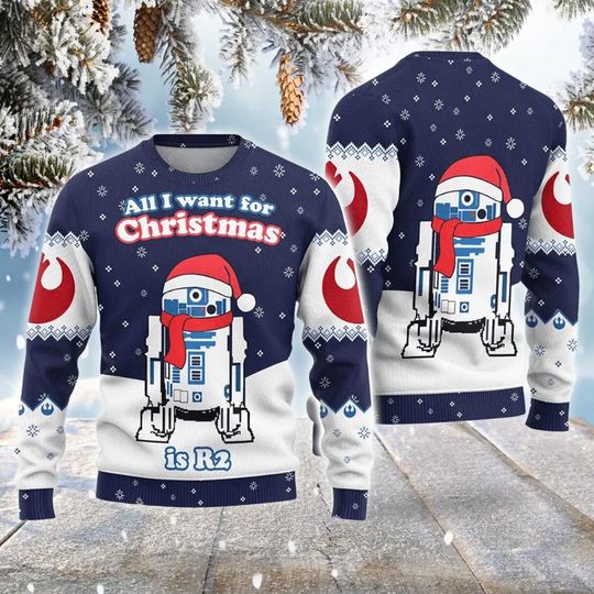 Discover SW All I Want For Christmas Is R2 Christmas Sweater, Funny Green Monster Christmas Ugly Sweater - Holiday Costume Pullover