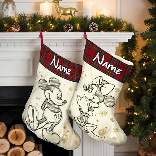 Discover Personalized Disney Christmas Stocking, Mickey Christmas Stocking, Minnie Christmas Stocking, Couple Christmas Stocking, Disney Xmas Decor