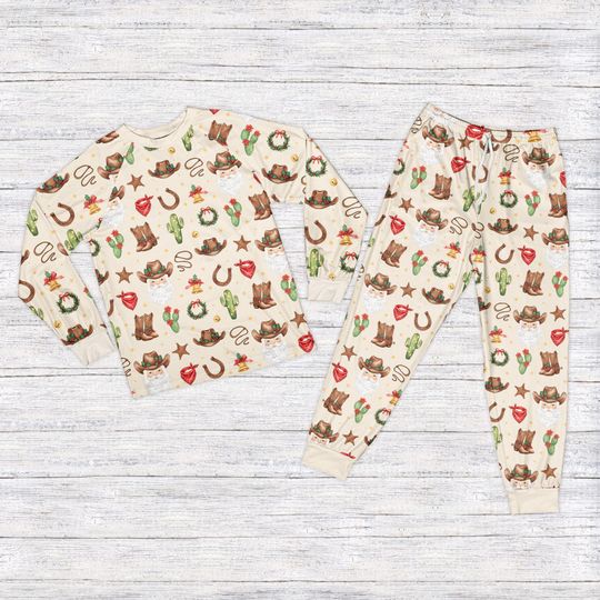 Howdy Christmas Pajamas Set, Western Cowboy Christmas Pajamas, Countryside Holiday Gift