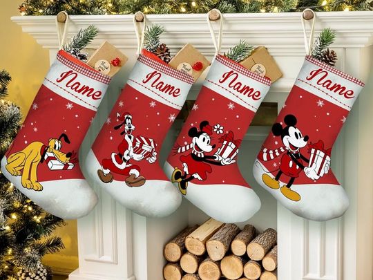 Discover Personalized Disney Family Stocking, Disney Christmas Stockings, Mickey and Friends Christmas Stocking, Stocking With Name, Christmas Gifts