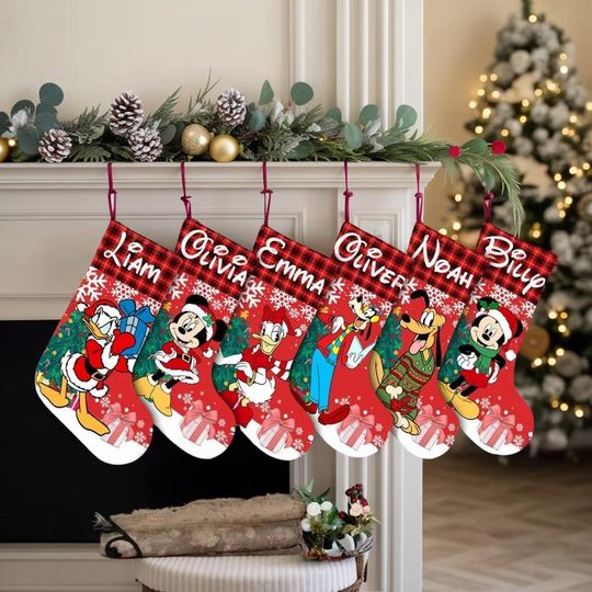 Discover Personalized Mickey and Friends Christmas Stocking, Stocking With Name, Christmas Decoration, Mickey Christmas Stocking