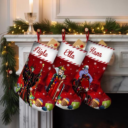 Discover Custom Disney Villains Christmas Stocking, Villain Christmas Stocking, Disney Xmas Stockings, Stocking With Name,Disney Christmas Gift