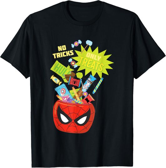 Discover Marvel Classic Halloween No Tricks Only Treats Heroes Candy T-Shirt