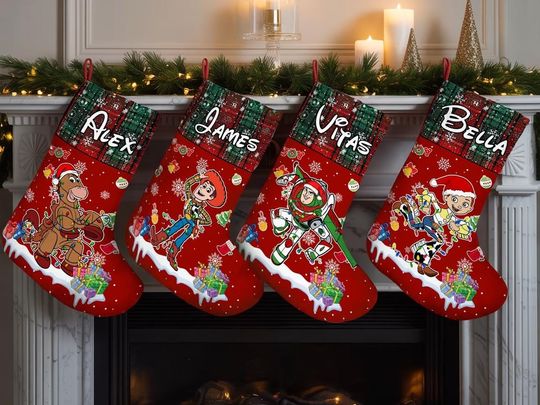 Discover Personalized Toy Story Ginger Cookies Christmas Stocking, Stocking With Name, Disney Christmas 2025 Gifts, Christmas Decoration